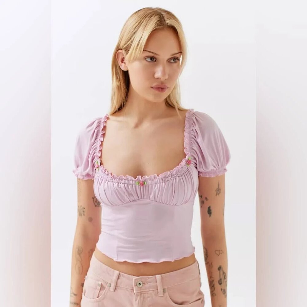 Urban Outfitters Light Pink Ruffled Blouse